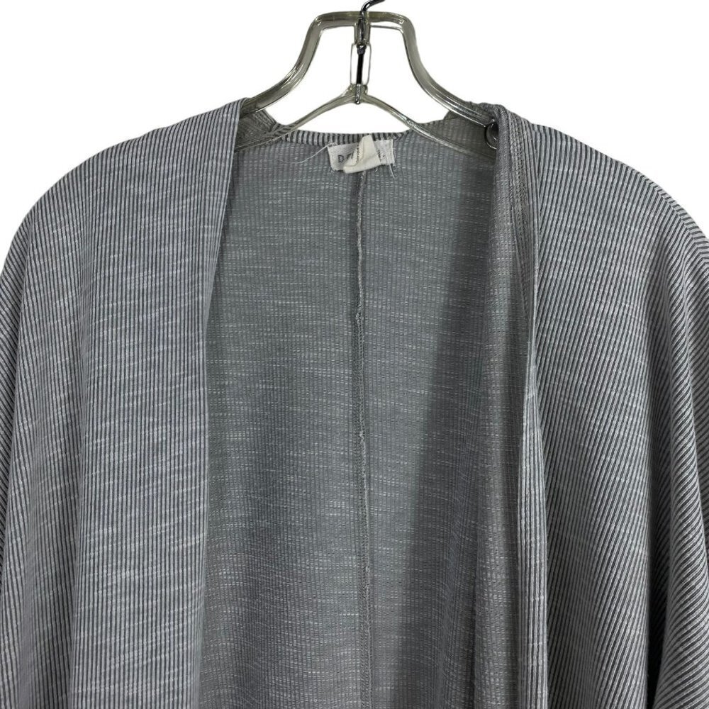 Anthropologie‎ Donni Grey Ribbed Draped Long Open Cardigan Pockets One Size Fits - Picture 6 of 9